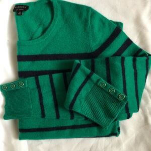 PURE CASHMERE Talbots button cuff sweater Womens medium green women’s medium